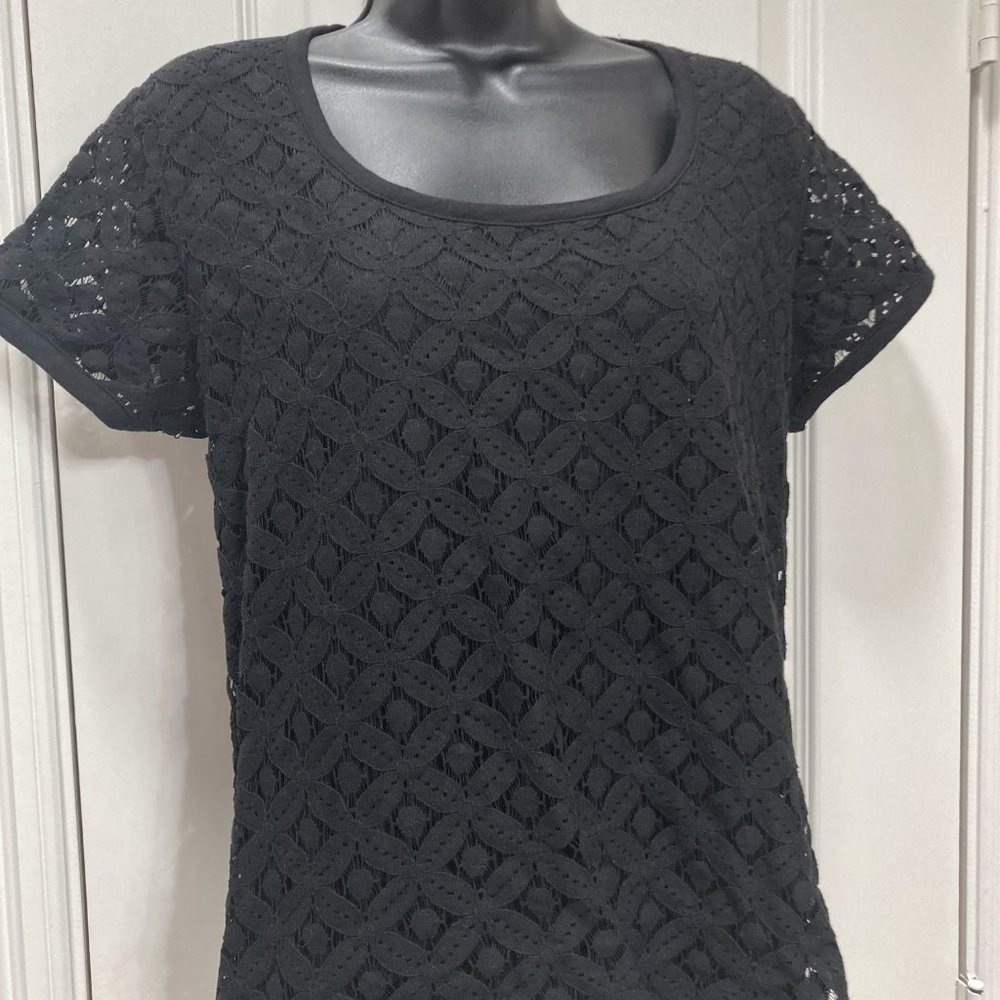 Jones New York Signature Cotton Lace Top, Size L